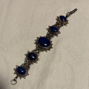 Elegant Blue Lapis and Silver Bracelet